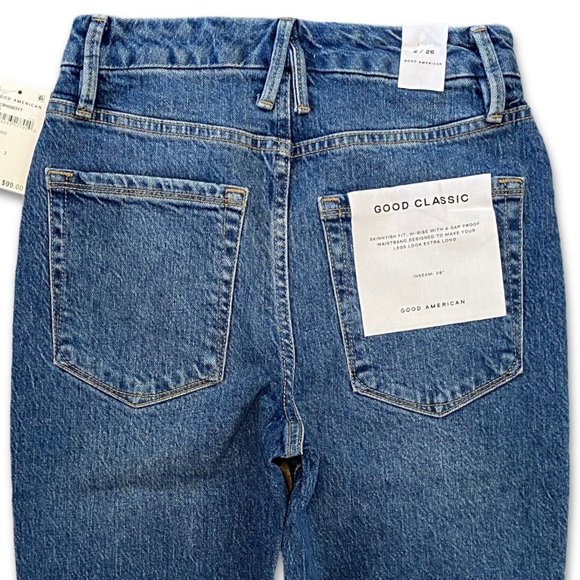 GOOD AMERICAN Classic High Waist Raw Ankle Jeans Size 2 NWT - Picture 4 of 9